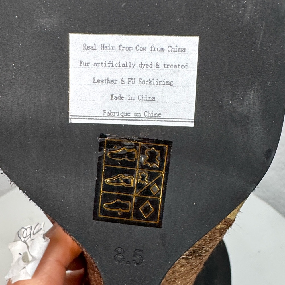 JEFFREY CAMPBELL ROMEE F CALF HAIR SCULPTED WEDGE SANDALS BROWN GOLD SPOT *NIB* - Picture 14 of 15